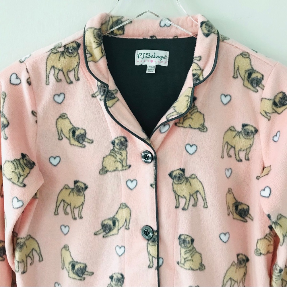 PJ Salvage Printed Flannel Pajama Set Pink L - Picture 3 of 16